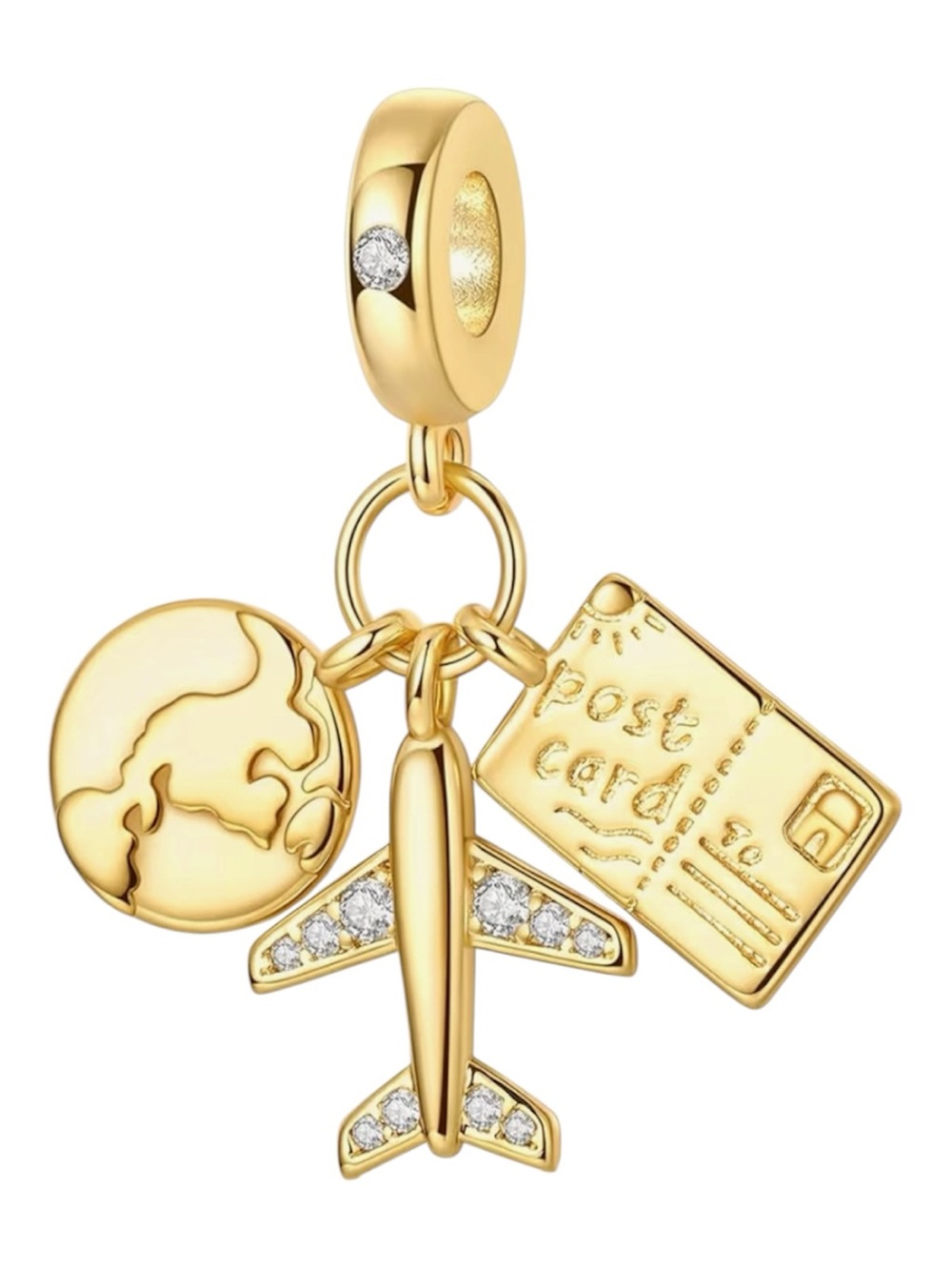 ✨💛 925 Sterling Silver & Gold Dangle Charms – Love & Travel Theme ✈️💖